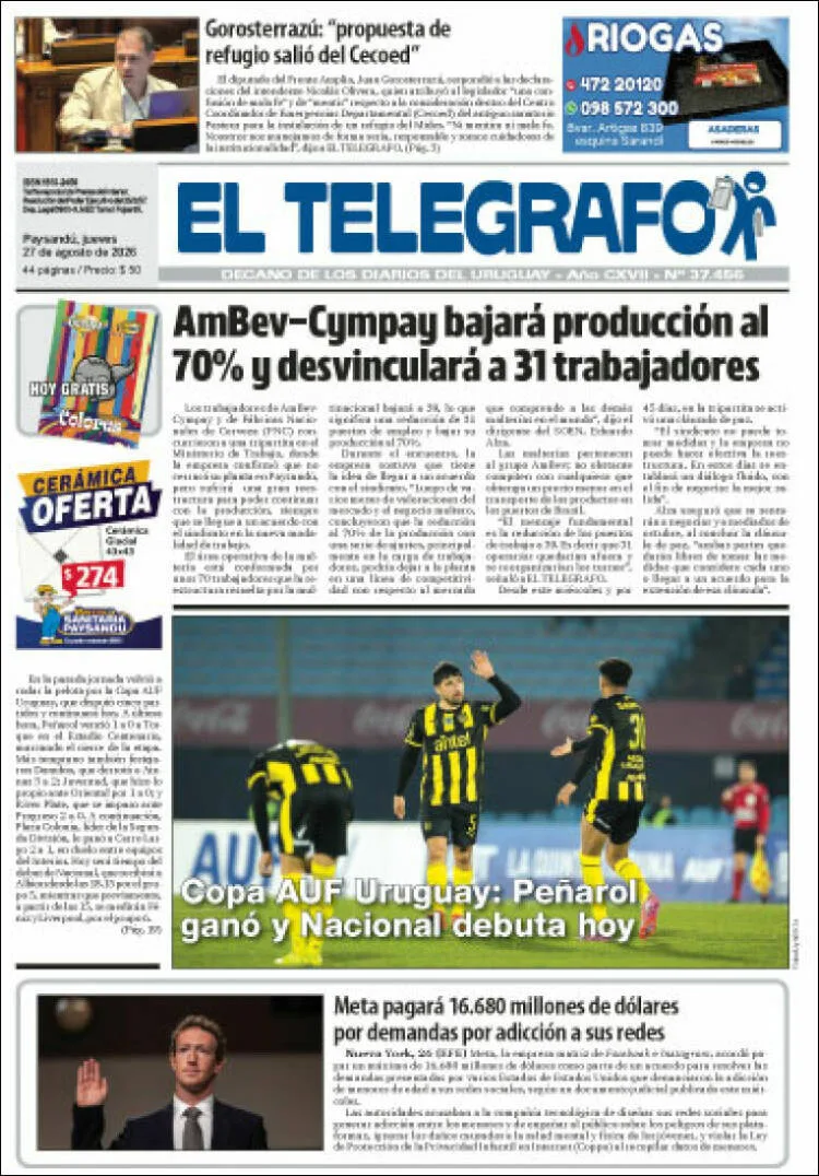 Portadas latinoamericanas de este jueves 27 de agosto de 2026