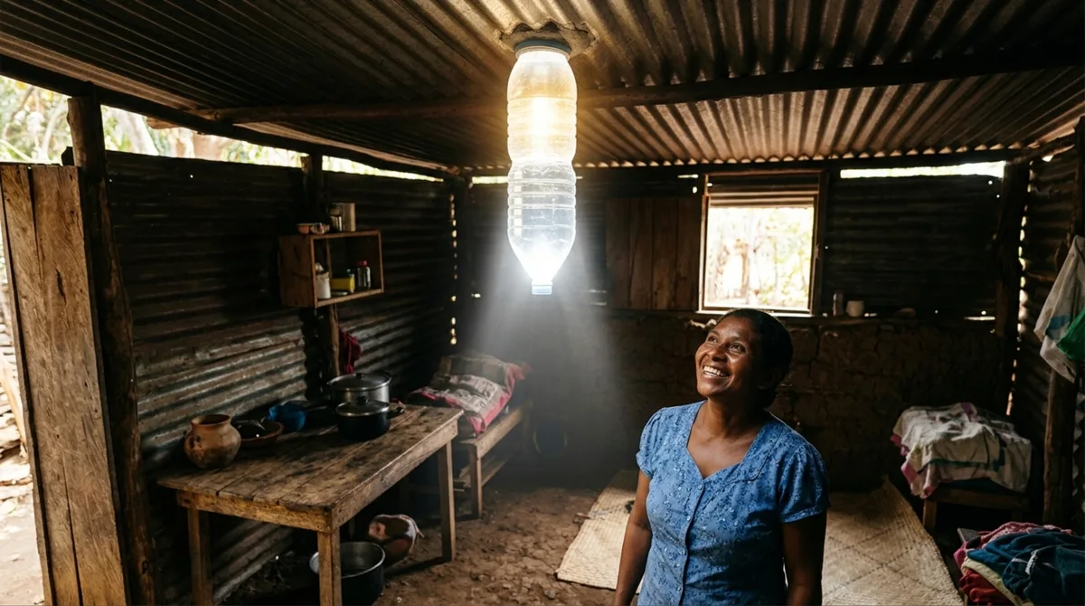 A lâmpada de Moser: como apenas uma garrafa plástica de água é possível iluminar uma casa sem luz elétrica