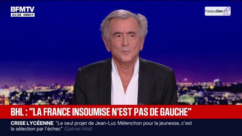 Primaire sociale-démocrate: "Raphaël Glucksmann fait partie de ceux qui me donnent espoir", déclare Bernard Henri-Lévy, écrivain et philosophe