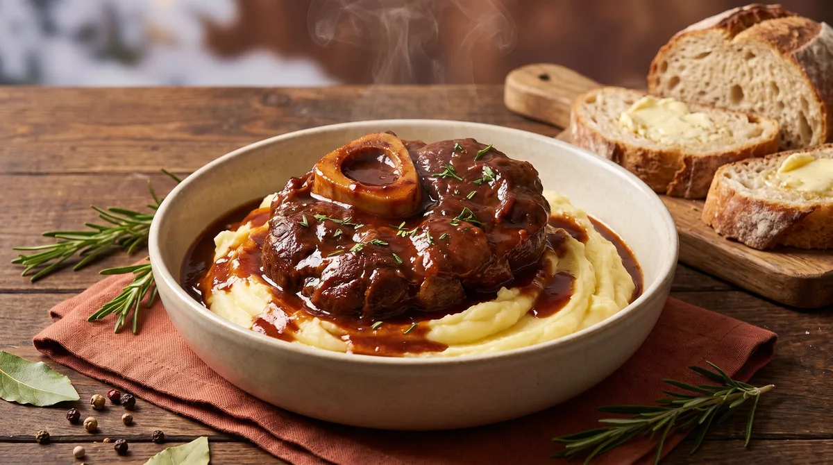 Receta de osobuco al vino tinto con puré de papas, rápida y fácil