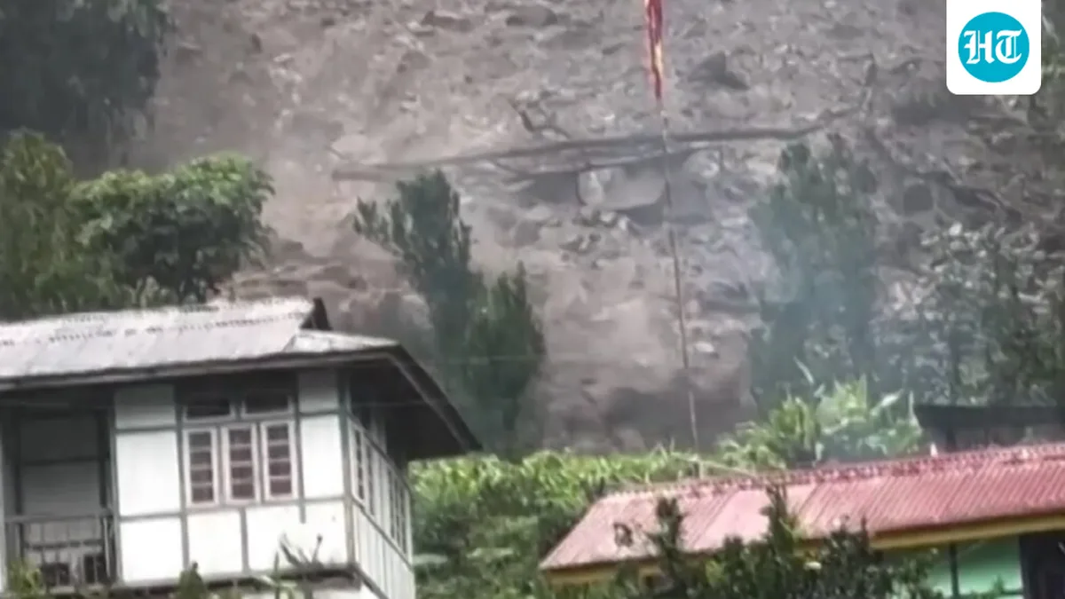 Terrifying video shows landslide carrying mud, debris hit Sikkim's Rimbi village amid heavy rain
