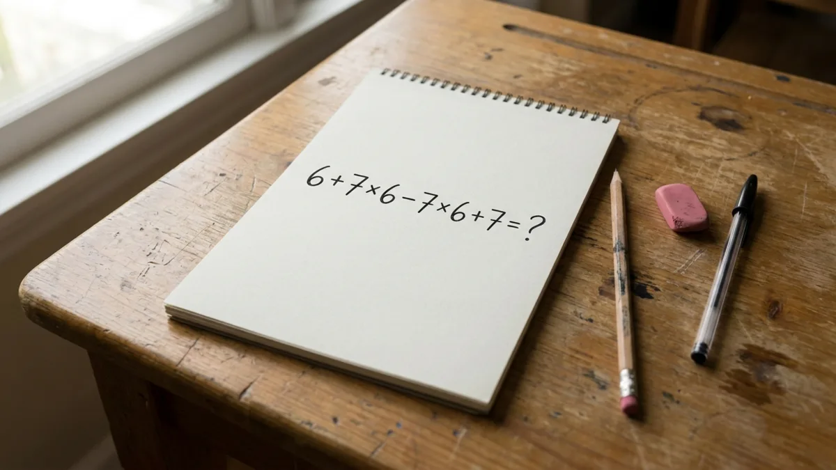 Resolva 6 + 7 × 6 − 7 × 6 + 7 e prove se você consegue chegar ao resultado correto sem precisar de uma calculadora