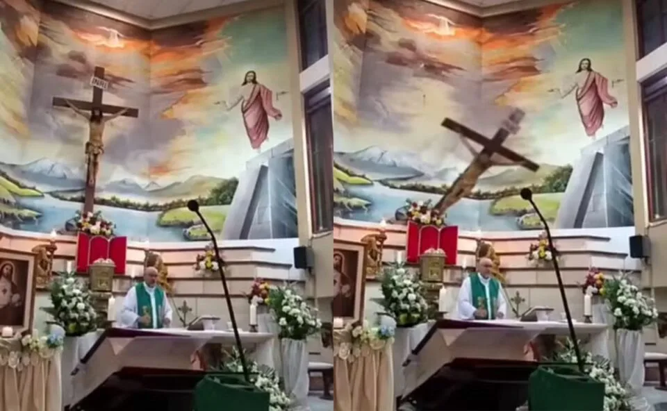 Vídeo! Padre morre após ser atingido por cruz durante missa transmitida ao vivo no Equador