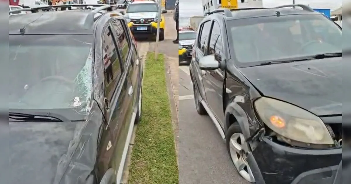 Após invadir contramão e atingir dois carros, motorista deita na calçada no Paraná