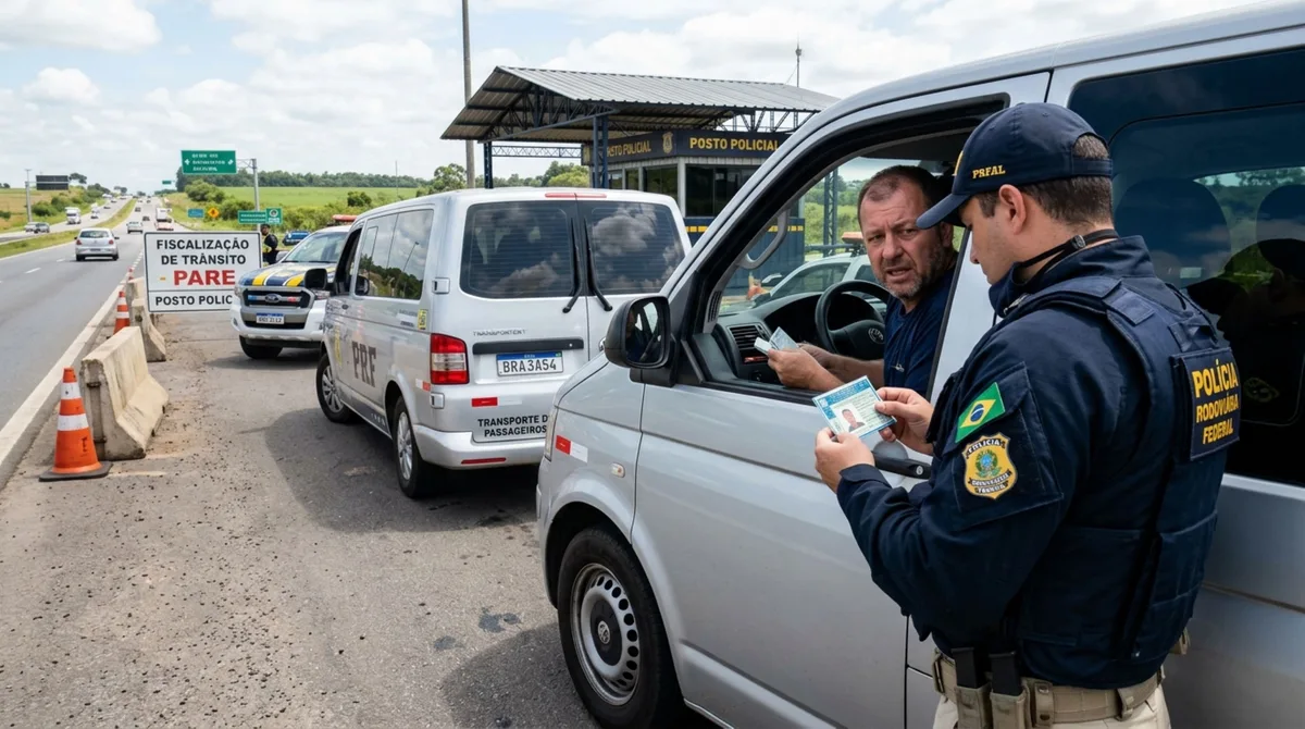 Pai empresta van de 12 lugares para filho habilitado apenas na categoria B levar amigos a uma festa, veículo é parado em blitz e viagem termina com multa e retenção