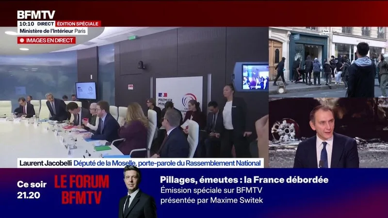 Violences et pillages: "Au-delà du vol, il y a aussi une violence volontaire contre les individus et les biens", estime Laurent Jacobelli (RN)