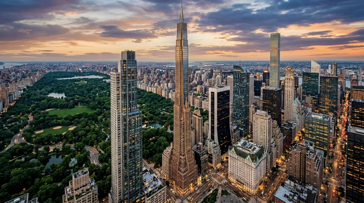 Este arranha-céu ultra-estreito de 435 metros foi erguido com concreto de alta resistência para enfrentar os ventos de Manhattan