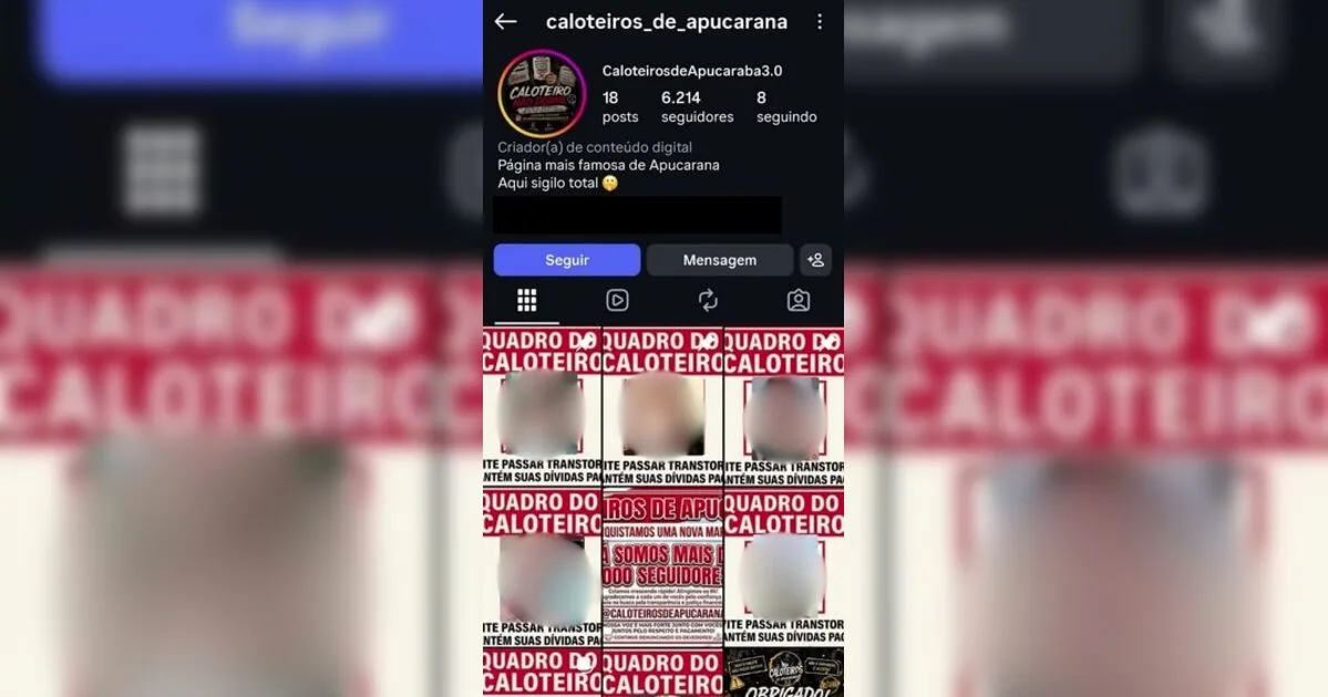 Perfil que expõe supostos "caloteiros" no Instagram vira caso de polícia em Apucarana (PR)