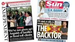 'Healey eyes banks and oil tax' and 'X Factor comeback'