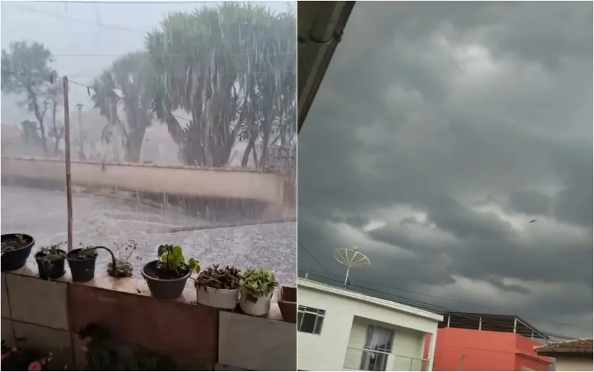 Granizo atinge bairro dos Campos e derruba árvores durante temporal em Carmo de Minas