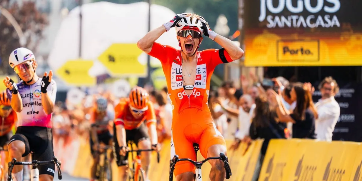 Rui Oliveira triunfa na etapa ao lado de casa, Alexis Guérin vence a Volta a Portugal. Aliados celebram a Amarela e a camisola do Porto