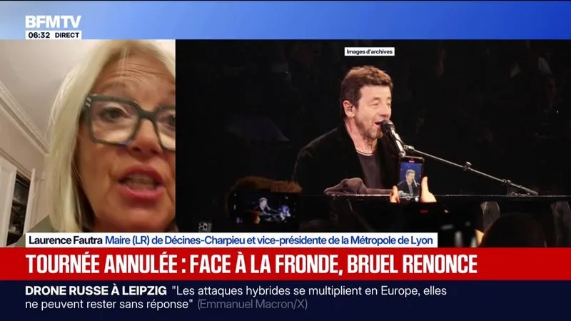 Tournée de Patrick Bruel annulée: "la raison fait qu'il faut se mettre en retrait pour que la justice puisse faire correctement son travail", déclare Laurence Fautra, maire LR de Décines-Charpieu, commune où était censé se produire Patrick Bruel