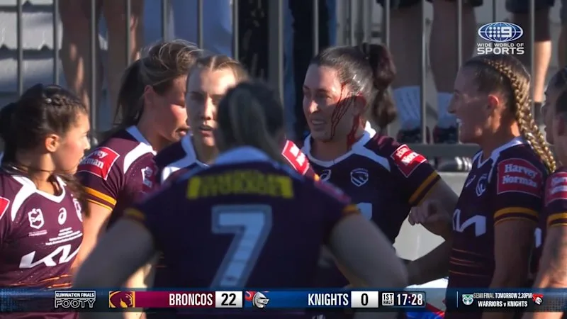 Brisbane star sent off as blood pours down face