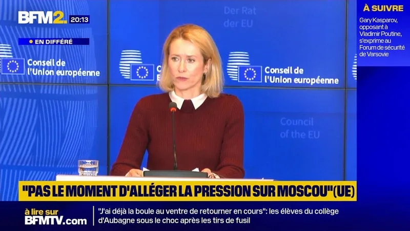 "Le moment n'est pas venu de relâcher la pression sur Moscou", déclare la cheffe de la diplomatie de l'UE