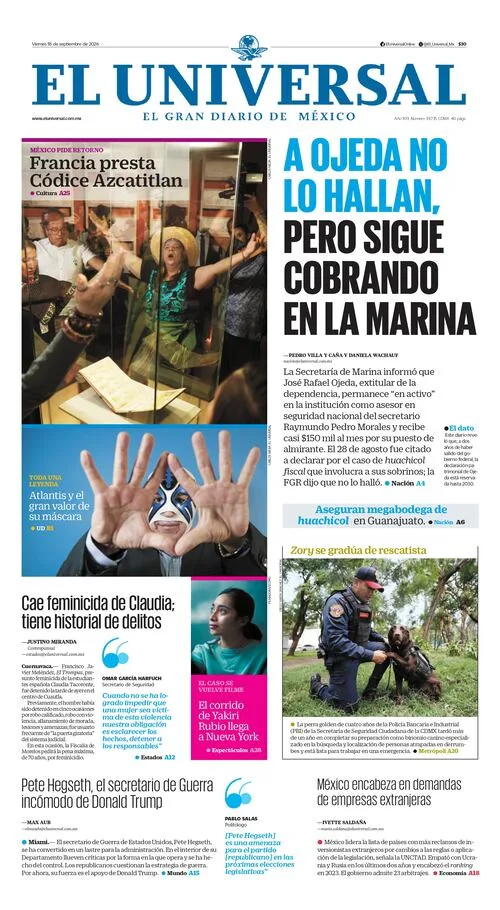 Portada impresa del 18 de septiembre de 2026