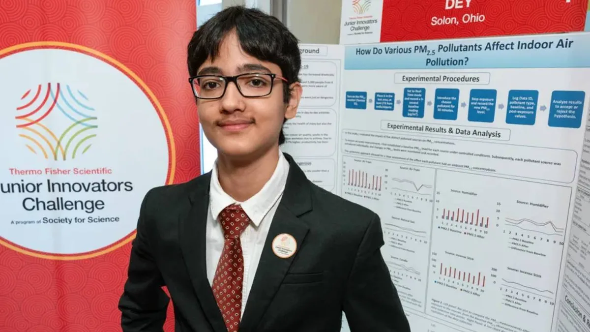 Meet Ohio eighth-grader Archishman Dey who tested 5 household sources; incense produced most PM2.5