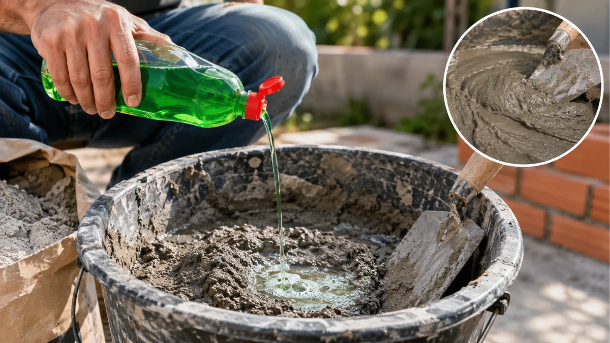 Um pedreiro veterano deu a dica: misturar detergente no cimento é o melhor truque para reparos simples em casa