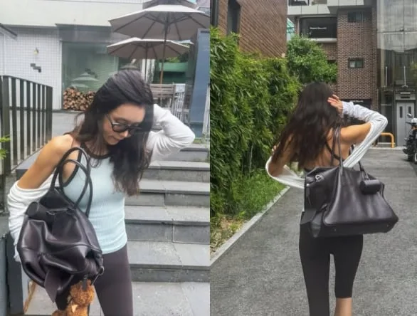 48세 채정안, 등 파인 운동복 입고 거리 활보 “근 손실 예방 라이프”