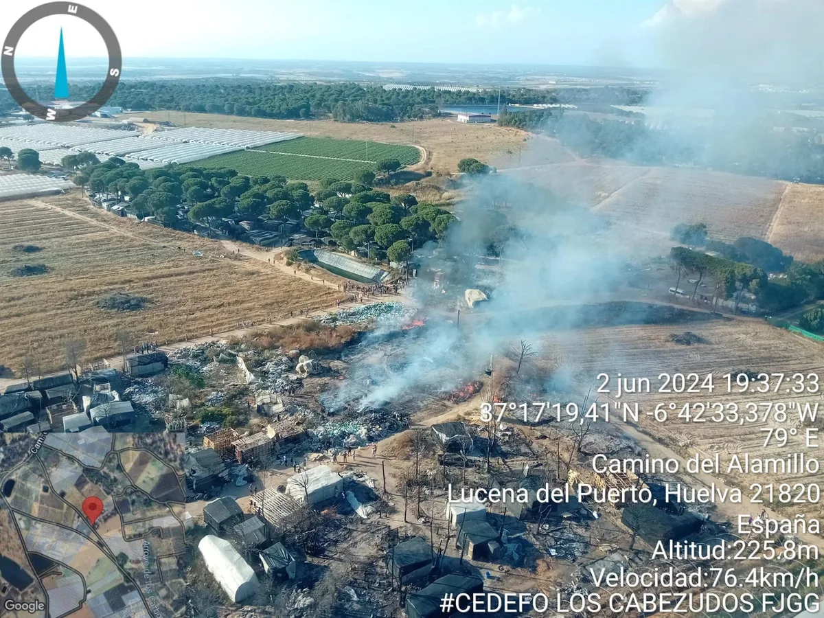 Un muerto en un incendio en un asentamiento chabolista de Lucena del Puerto