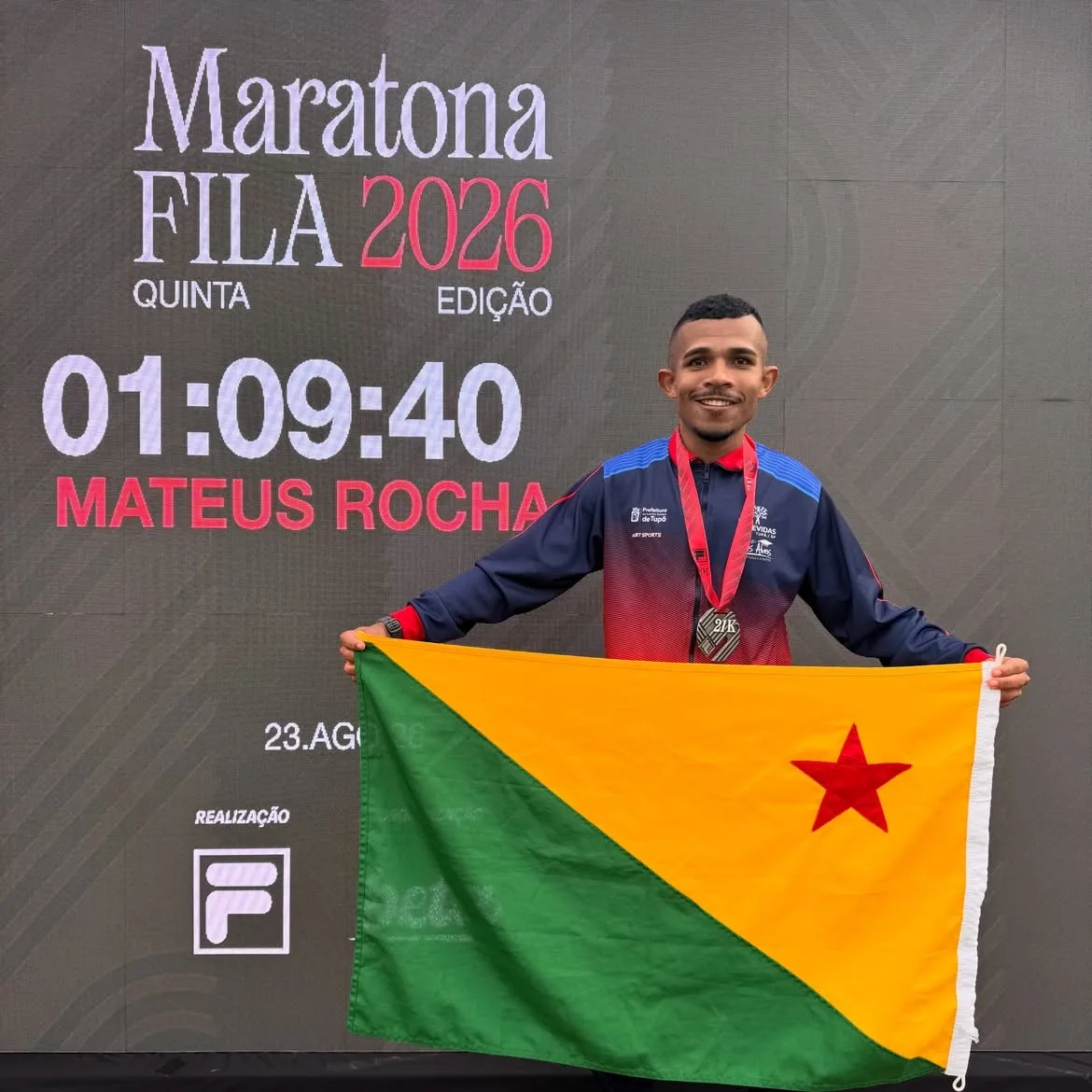 Incansável, acreano Mateus Silva é campeão nos 21 km da 5ª Maratona Fila, em São Paulo