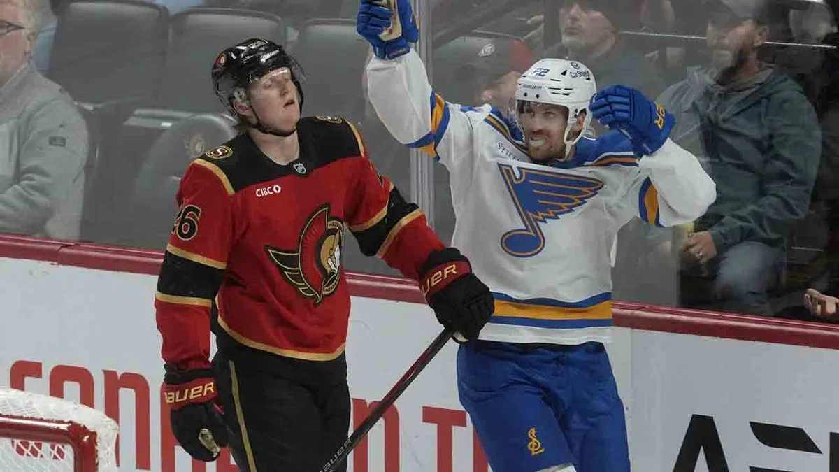 Senators’ three-game win streak snapped in loss to Blues