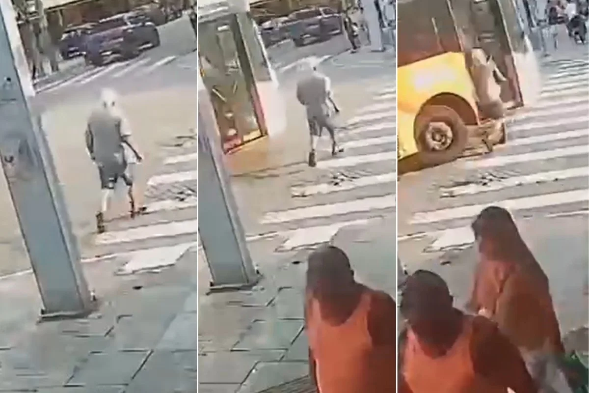 Idoso de 77 anos morre atropelado por ônibus no litoral de SP; VÍDEO