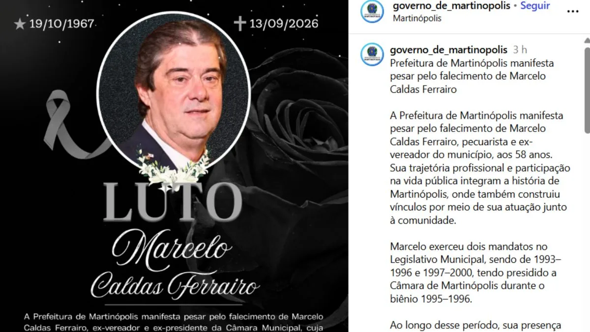 Empresário morre após carro bater em poste de iluminação no interior de São Paulo
