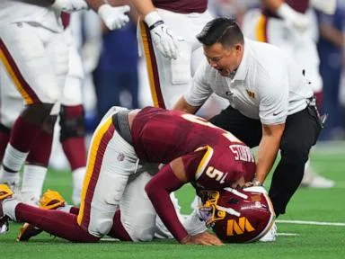 Commanders QB Jayden Daniels injures the same left elbow he dislocated last year