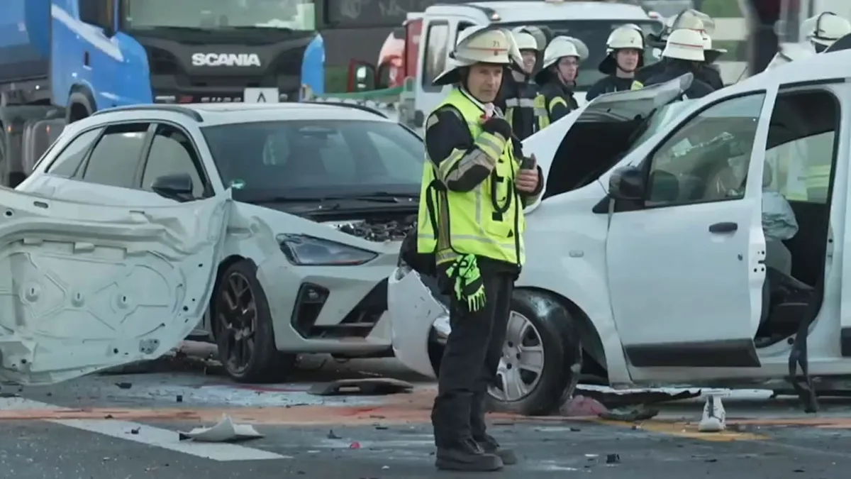 Massenkarambolage auf der A1 - Vier Autos kollidieren mit LKW