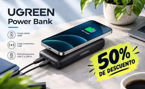 Amazon remata al 50% esta batería portátil magnética de UGREEN; la Powerbank que carga celulares, audífonos y tabletas