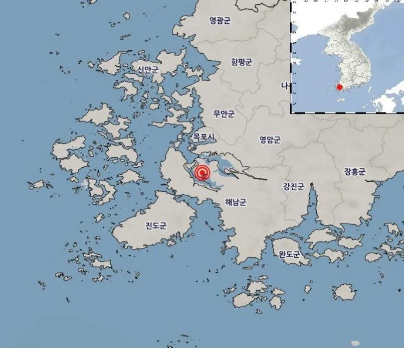 해남서 규모 2.2 지진…감지·피해 신고 없어