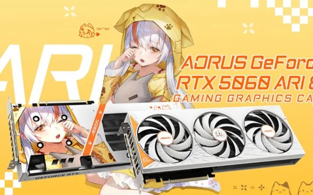 Gigabyte apresenta AORUS GeForce RTX 5060 ARI, com estampa de garota de anime