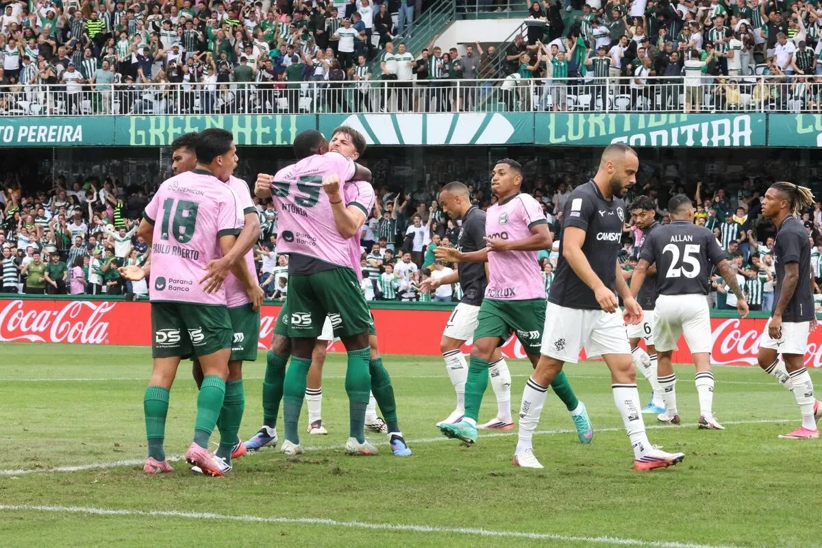 Botafogo empata com Coritiba e segue ameaçado pelo rebaixamento no Brasileirão