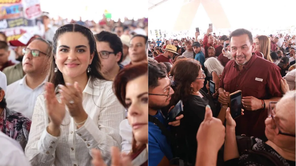 ¿Proselitismo? Andrea Chávez y Cruz Pérez Cuéllar son recibidos con “porras” en evento de Sheinbaum tras gira en Chihuahua