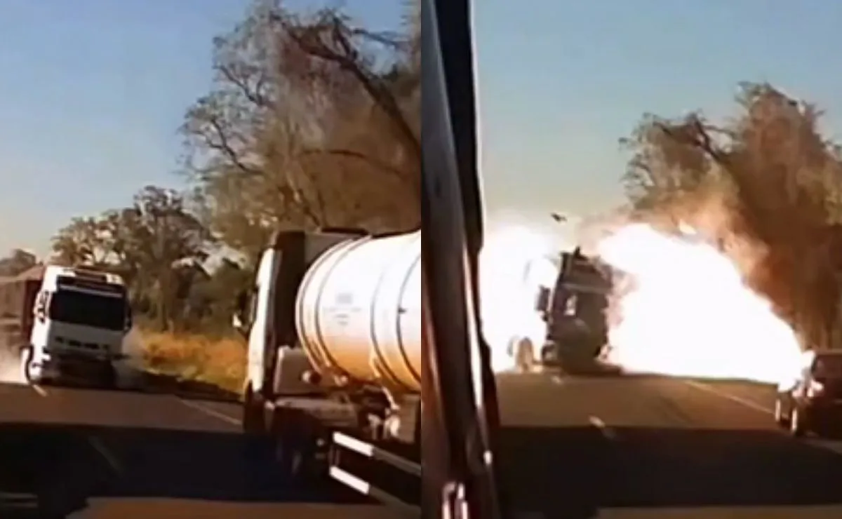 Vídeo mostra momento em que carreta carregada com gasolina explode em acidente na BR-163; quatro morreram