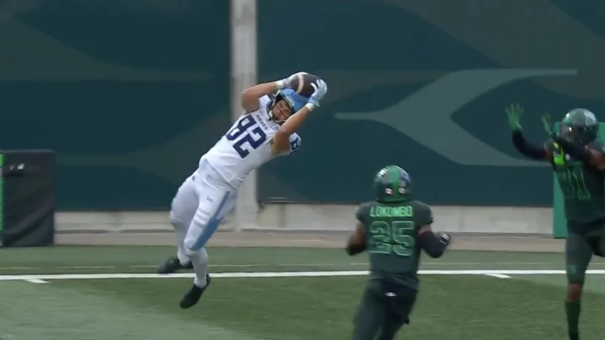 Argonauts’ Kahmann lays out for his second touchdown of first half