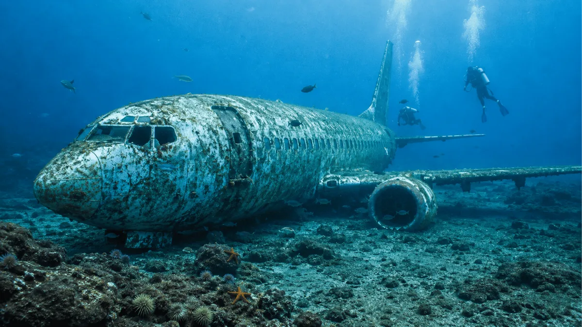 O Canadá colocou um Boeing 737 aposentado no fundo do mar próximo à Ilha de Vancouver; O jato de 30 metros agora está a quase 90 pés de profundidade como recife artificial para a vida marinha
