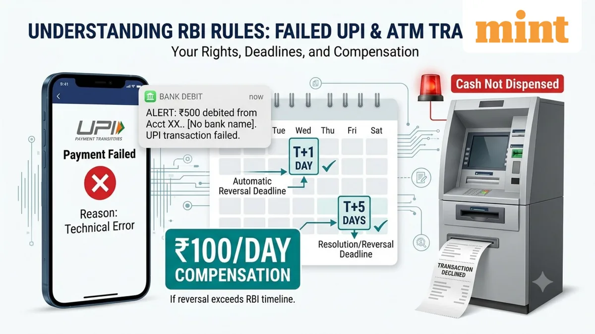 Failed UPI, ATM or card payment? Here's when you'll get ₹100 per day for a delayed refund — Key RBI rules explained