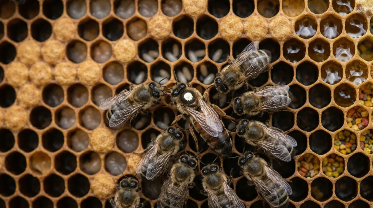 Abelhas-rainhas expostas a pesticidas transferiram parte da contaminação para os próprios ovos, uma defesa que pode proteger a mãe e cobrar um preço da colônia