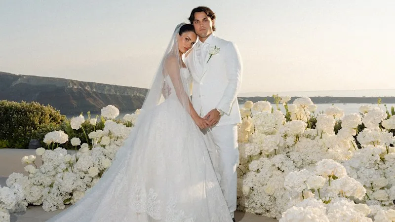 Jetting from Toorak to the cliffs of Santorini: The wedding uniting a Melbourne property dynasty and a YouTube giant