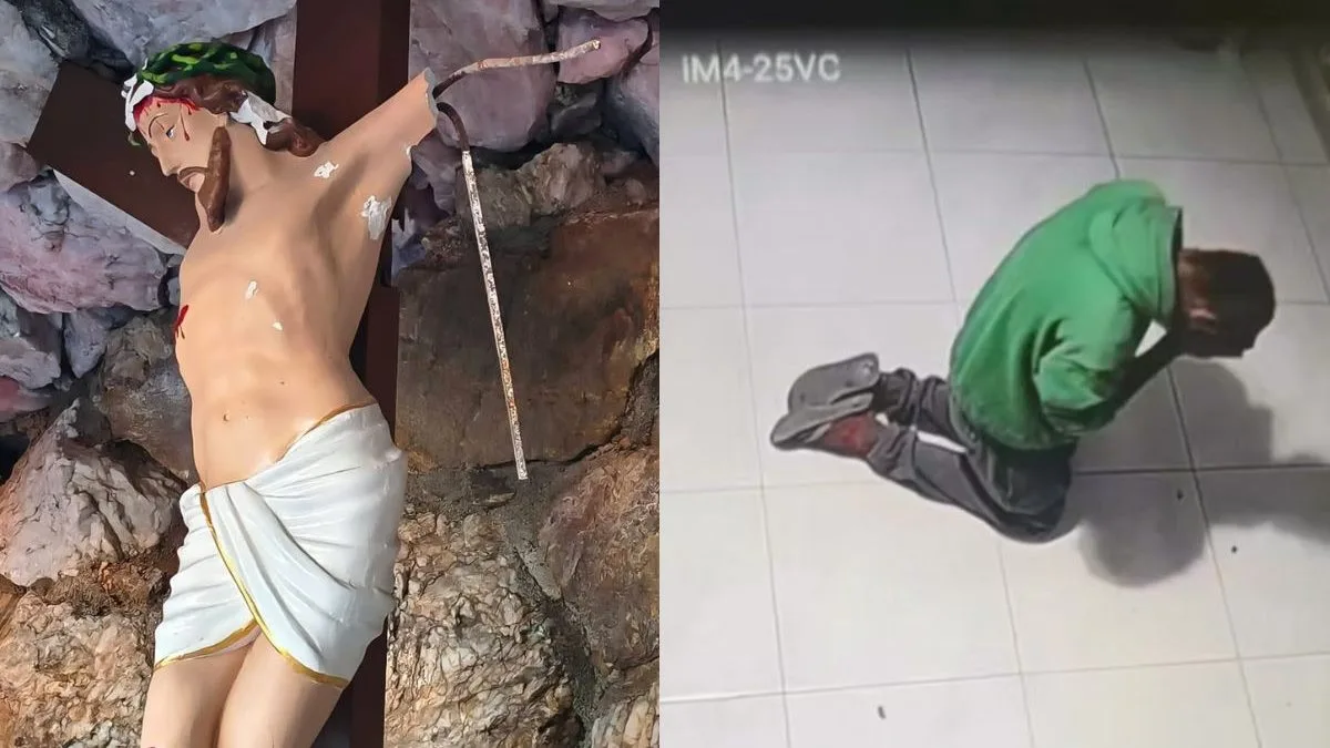 VÍDEO: Homem que quebrou imagem de Jesus em igreja matriz aparece orando após vandalismo, ‘foi Deus que mandou’