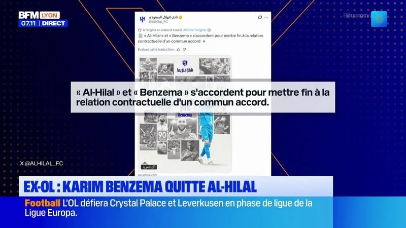 Ex-OL : Karim Benzema quitte Al-Hilal