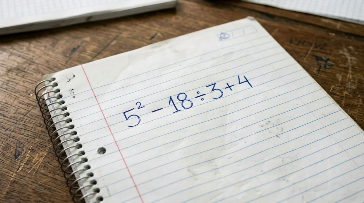 Resolva 5² − 18 ÷ 3 + 4 e descubra se ainda lembra a ordem correta
