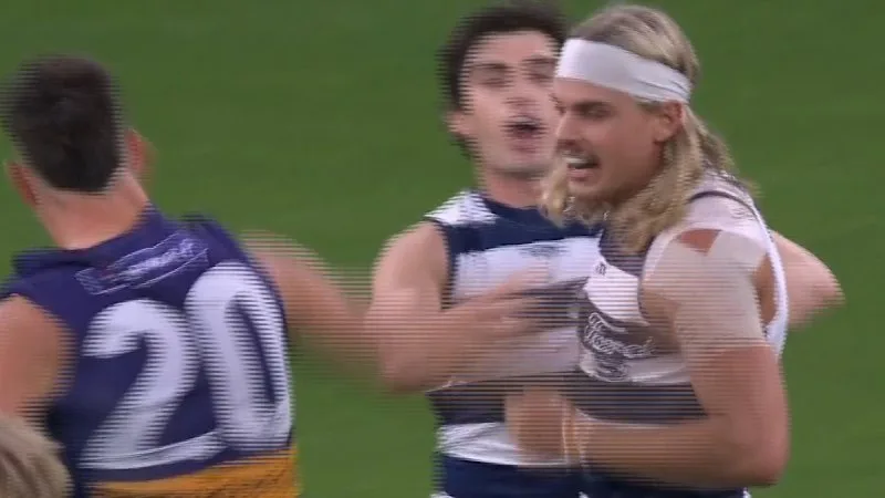 Geelong star starts scuffle as Dockers hit first