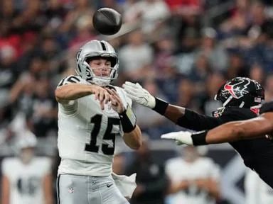 Fernando Mendoza throws a pick-6, struggles in 1st half of Raiders' 22-20 preseason win over Texans