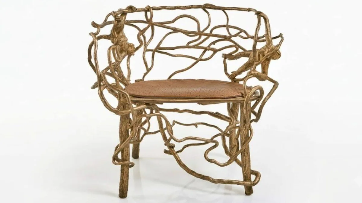 Claude Lalanne’s bronze monkey armchair with ostrich leather seat sold for $1.079 million
