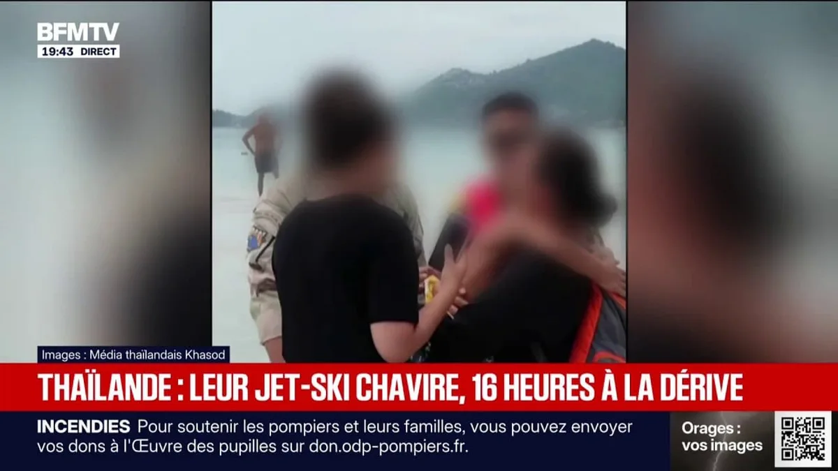 Un père et ses deux fils ont été secourus après avoir passé 16 heures à dériver sur un jet ski en Thaïlande