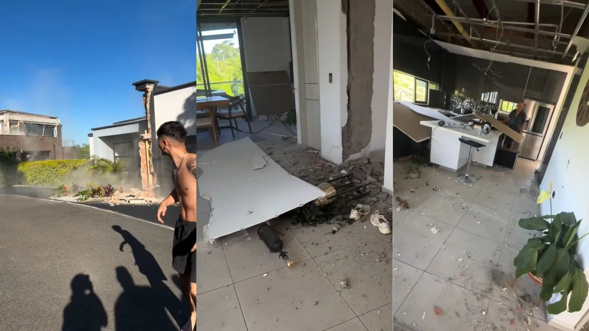 VÍDEO: família escapa por pouco antes de terremoto destruir parte interna de casa na Colômbia