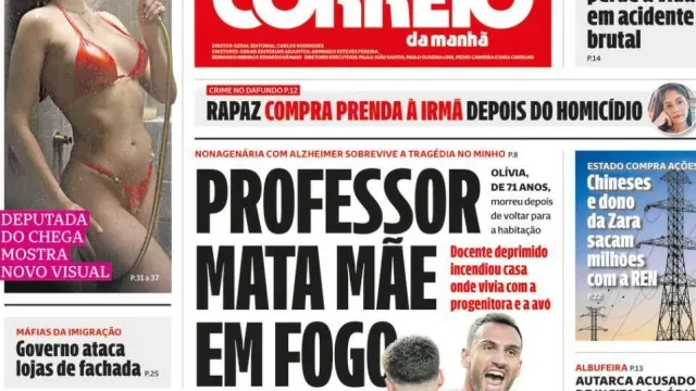 Hoje é notícia: Professor mata mãe em fogo; Automóvel? Empregos ameaçados
