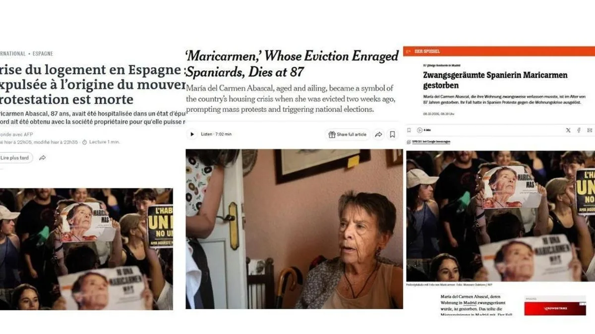 La prensa internacional reconoce a Maricarmen como símbolo: "La mártir de los inquilinos que reclaman una vivienda digna"
